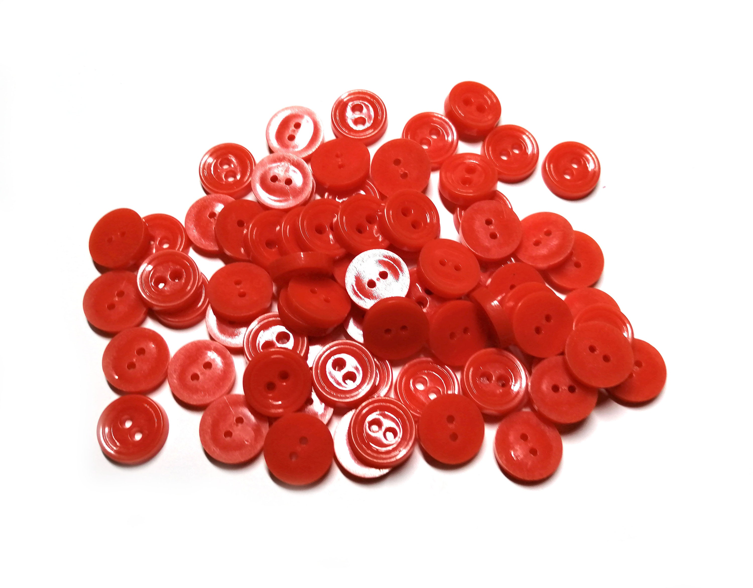 Red vintage plastic buttons 72 round buttons old craft Etsy