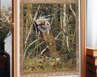 Baba Yaga Cross Stitch Pattern  – Slavic Folklore Fairy Tales