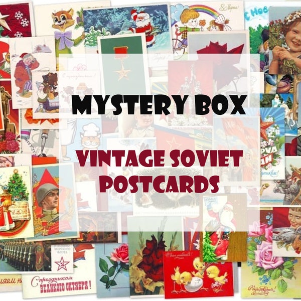 Vintage Soviet Postcards Mystery Box - Assorted Greeting Cards and Collectibles