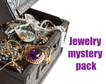 Hurtowa partia biżuterii, tajemnicze pudełko z biżuterią, losowy pakiet biżuterii z niespodzianką, może obejmować bransoletkę, pierścionek, kolczyk, naszyjnik, broszkę