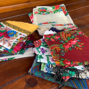 Floral Babushka Scarf - Ukrainian Scarf - Russian Head Scarf - Slavic Headscarf - Part 1 (1-36)