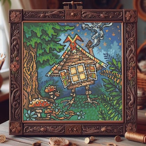 Baba Yaga’s Hut in the Forest Cross Stitch Pattern  – Slavic Folklore Fairy Tales