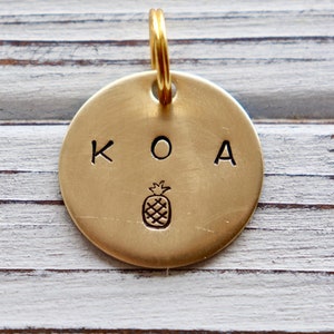Simply Pineapple : Hand Stamped Pineapple Pet ID Tag | Dog Tag | Cat Tag | Bridle Tag