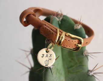 Small Hand-stamped Pet ID Tag | Cat ID Tag | Kitten ID Tag |  Horse Bridle Tag | Small Dog Tag | Cactus Cat Tag | Cactus Dog Tag