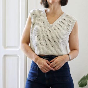 Crochet Vest Pattern PDF: SIENNA Geometric Sweater Vest with Video Tutorials