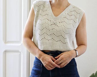 Crochet Vest Pattern PDF: SIENNA Geometric Sweater Vest with Video Tutorials