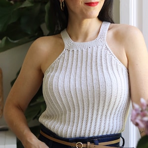 Crochet Pattern Halter Top PDF • Elegant Handmade Summer Top • Women’s Stylish Crochet Tank Tutorial – Top Amy