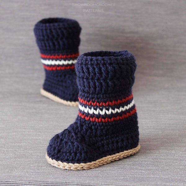 Crochet PATTERN  Tommy babybooties. Waistcoat stitch instructions included.