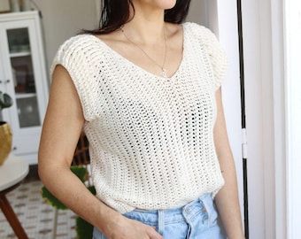 Crochet Tee - Tank Top Pattern • Women's Sleeveless Summer Top (PDF) - EKAM