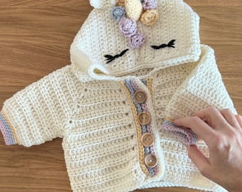 Crochet Unicorn Cardigan Pattern: 3D Hoodie Sweater (PDF Tutorial)