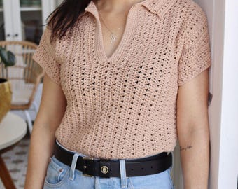 Crochet Tee - Polo Shirt Pattern: Stylish Summer Top (PDF Tutorial) - ANICA