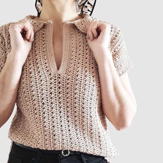 Crochet Tee - Polo Shirt Pattern: Stylish Summer Top (PDF Tutorial) - ANICA