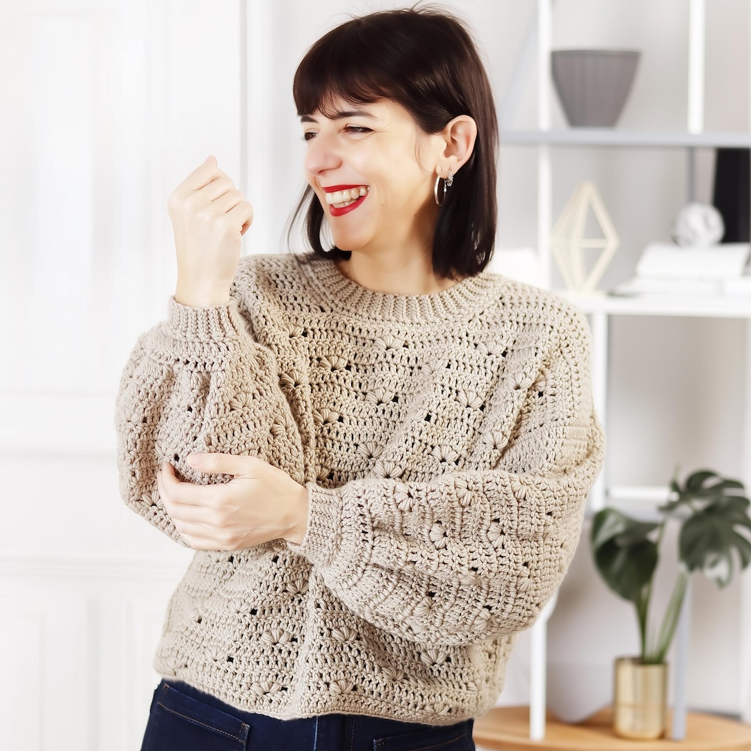 Crochet Sweater Pattern: Mia Oversized & Cropped Pullover Crochet Sweater Pattern: Mia Oversized & Cropped Pullover