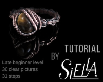 Wire wrapped ring tutorial for beginner,wire weaving chain pattern lesson, DiY ring with wires by siella jewelry