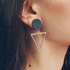 Triangle Earrings, Geometric Earrings, Clip On Earrings, Geometric Jewelry, Simple Dainty Everyday Earrings, Gift for Her, Made in Greece. image 6