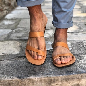 Leather Sandals Men, Beach Sandals, Greek Sandals, Brown Sandals, Mens Sandals, Gift for Him, Made from Genuine Leather in Greece.