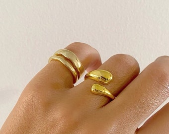 Double Circle Ring Gold, Statement Rings, Gold Rings, Wide Rings, Stackable Ring, Double Ring, Gift for Her, Made in Greece