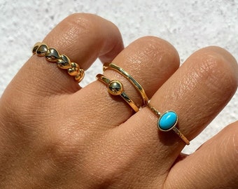 Gold Rings, Handmade Rings, Women Rings, Thin Band Rings, Stackable Rings, Women Rings, Gift for Her, Made from Sterling Silver 925