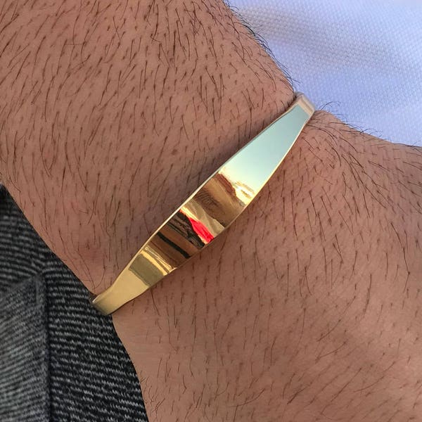 Mens Bracelet, Gold Bangle Bracelet, Cuff Men Bracelet, Adjustable Bangle Bracelet, Made in Greece