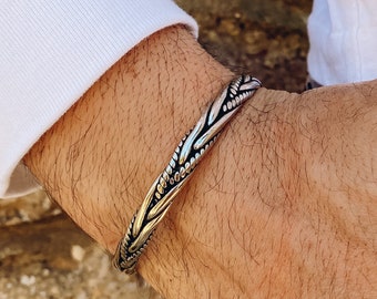 Adjustable Steel Bangle Bracelet, Thin Bangle Men, Silver Bracelet, Cuff Bracelet, Silver Cuff, Gift for Him, Made in Greece.