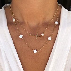 Sideways Cross Necklace, Cross Necklace, Christian Necklace, Cross Pendant, Cross Jewelry, Gift for Her, Made from Sterling Silver 925.