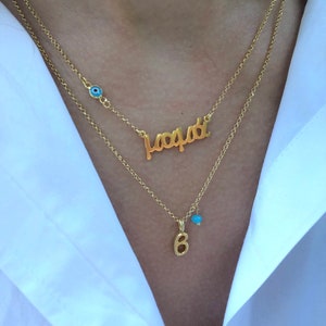 Greek Mama Necklace, Gold Necklace, Mother Necklace, Birthstone Necklace, Monogram Necklace, Gift for Mom, Made from Sterling Silver 925