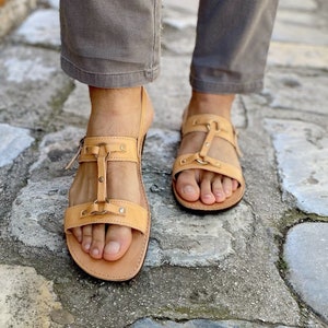 slingback sandalen herren ledersandalen griechische etsy