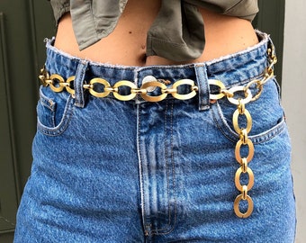 Gold Metal Chain Belt, Gold Belt Buckle, Women Belt, Chain Belt, Chain Necklace, Handmade Belt for Women, Adjustable Belt, Gift for Her.