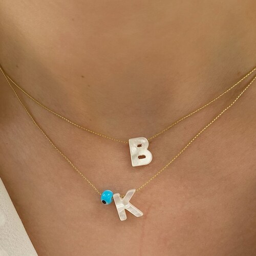Pearl Monogram Necklace Initial 