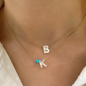 Perle Monogramm Halskette, Initial Halskette, Goldkette, personalisierter Schmuck, Geschenk für sie, Made in Griechenland.
