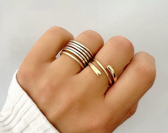 Wide Statement Ring, Gold Ring, Adjustable RIng, Wide Band Ring, Stacking Ring, Gold Band, Gift for Her, Made from Sterling Silver 925.