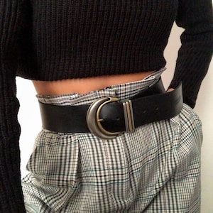 Wide Leather Belt Women, Black Belt, Large Buckle, Gift for Her, Made from Real Genuine Leather, Made In Greece Silver Moon 画像 6