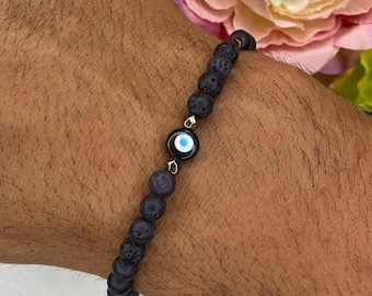 Evil Eye Beaded Bracelet, Men Bracelet, Protection Bracelet, Black Bracelet, Evil Eye Jewelry, Gift for Him, Made in Greece