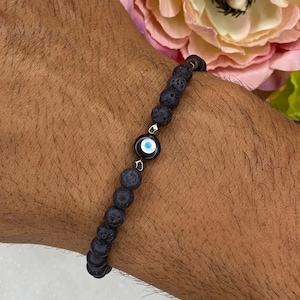 Evil Eye Beaded Bracelet, Men Bracelet, Protection Bracelet, Black Bracelet, Evil Eye Jewelry, Gift for Him, Made in Greece