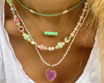 Colorful Summer Layers, Layering Necklaces, Beaded Necklaces, Beach Necklaces, PearlsNecklaces, Gift for Her.