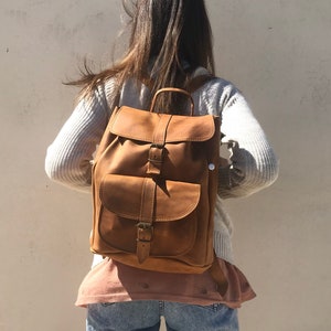 Leather Rucksack, Women's Rucksack, Leather Backpack Women, Office Bag, Travel Bag, Made in Greece from Full Grain Leather, LARGE. image 4