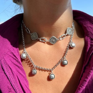 Ethnic Charm Necklaces, Silver Necklaces, Ethnic Pendant, Charm Pendant, Gift for Her, Made in Greece.