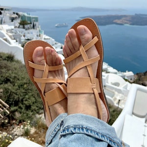 Sandales à bride arrière, sandales en cuir pour hommes, sandales grecques, sandales d'été, sandales pour hommes, fabriquées à partir de cuir véritable en Grèce. image 4