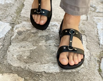 Sandalias de cuero para hombre, sandalias de verano para hombre, sandalias slingback, sandalias griegas, regalo para él, hechas de cuero genuino en Grecia.