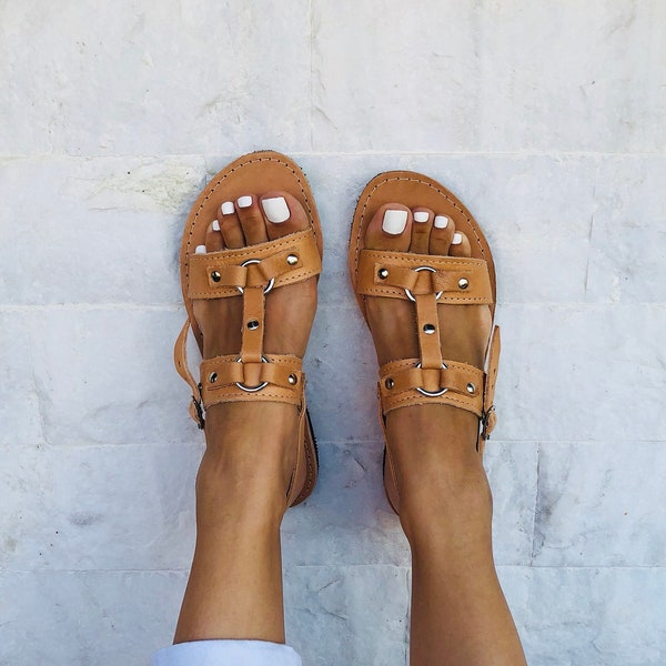 Women Leather Sandals, Gladiator Sandals, Summer Shoes, Made from 100% Genuine Leather.