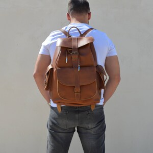 Leather Backpack Men, Leather Rucksack, Brown Backpack, Sportsbag, Gift ...