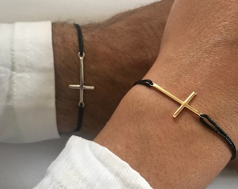 Cross Bracelets, Couples Bracelets, Cross Bracelet, Gold Bracelet, Matching Set Jewelry, Friendship Bracelet, Made from Sterling Silver 925.