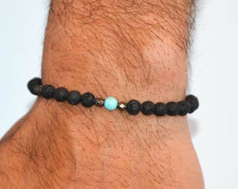 Black Lava Bracelet, Men's Jewelry, Black Bracelet, Men's Bracelet, Gift For Him, Handmade Jewelry in Greece by Christina Christi Jewels,