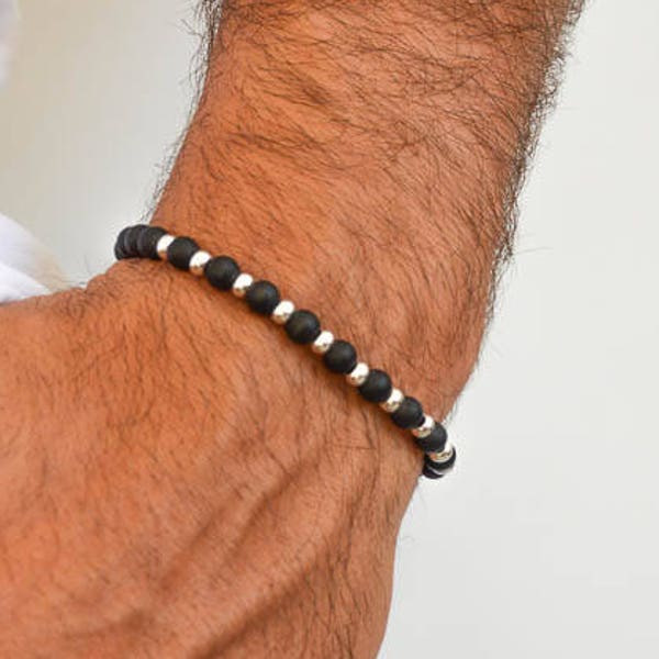 Beaded Bracelet Men, Black Bracelet, Black Beaded Bracelet, Men's Bracelet, Gift for Him, Made in Greece by Christina Christi Jewels.