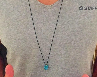 Men&#39;s Turquoise Stone Necklace, Men&#39;s Necklace, Black Cord Pendant, Jewelry For Men, Mens Gift.