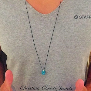 Men&#39;s Turquoise Stone Necklace, Men&#39;s Necklace, Black Cord Pendant, Jewelry For Men, Mens Gift.