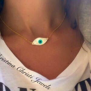 Greek Evil Eye Necklace, Protection Necklace, Gold Evil Eye Necklace, Evil Eye Jewelry, Made from Sterling Silver 925 in Greece.