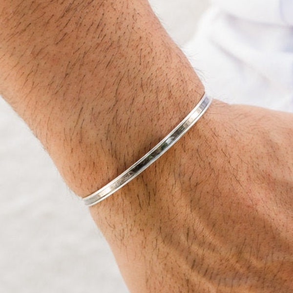 Adjustable Thin Bangle Bracelet, Mens Bangle, Silver Bracelet, Cuff Bracelet, Silver Cuff, Gift for Him, Made in Greece.