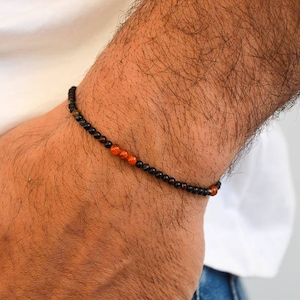 Minimale armband heren, herenarmband, zwarte armband, cadeau voor mannen, zwarte sieraden, gemaakt in Griekenland door Christina Christi Jewels.