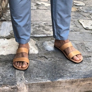 Sandals Men, Leather Sandals, Slides Sandals, Mens Sandals, Greek Sandals, Gift for Him, Made from Genuine Leather in Greece.
